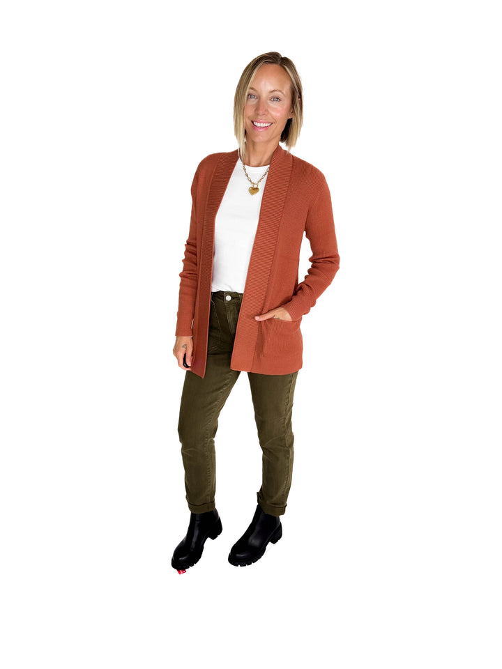 Otto Waffle Knit Cardigan- COPPER
