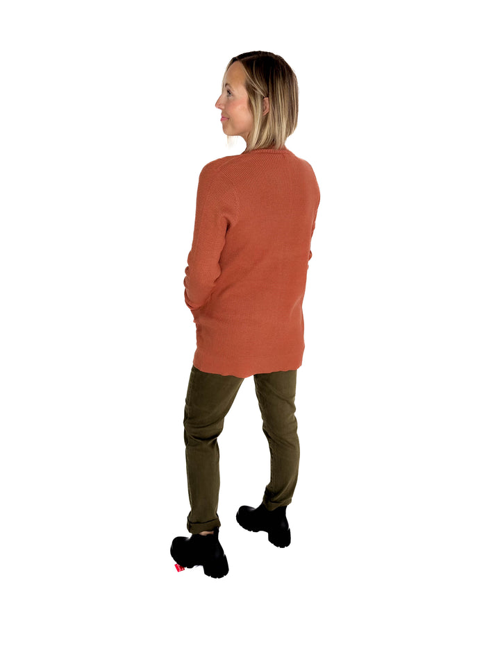 Otto Waffle Knit Cardigan- COPPER