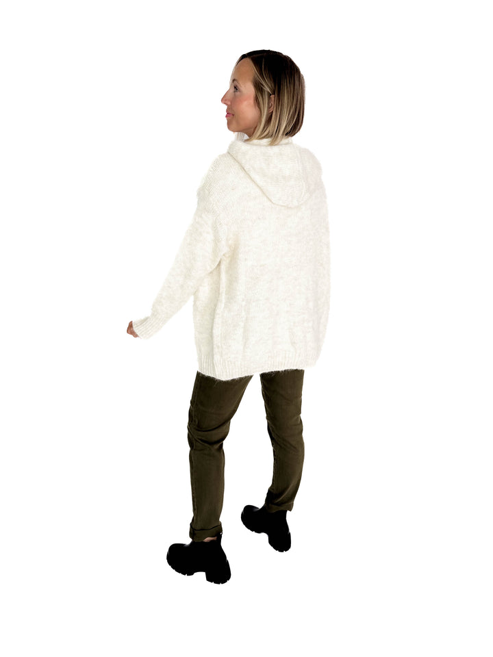 Malachai Button Down Hoodie Cardigan- OATMEAL