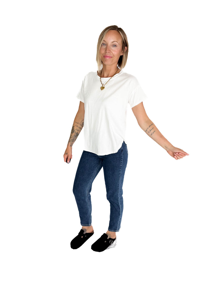 Soleen Exposed Seam Cotton Top- WHITE