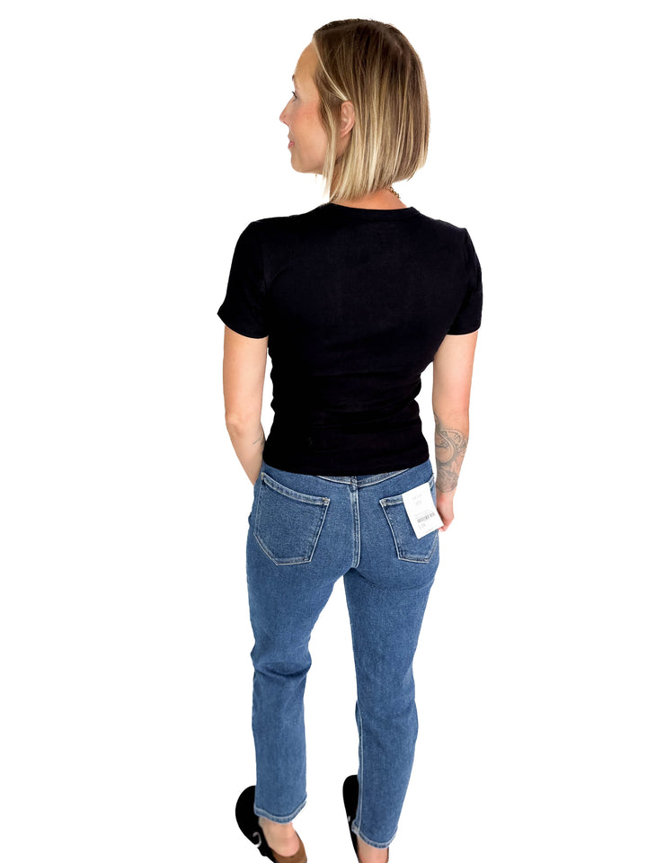 ONLY Easy Ribbed Short Sleeve- BLACK
