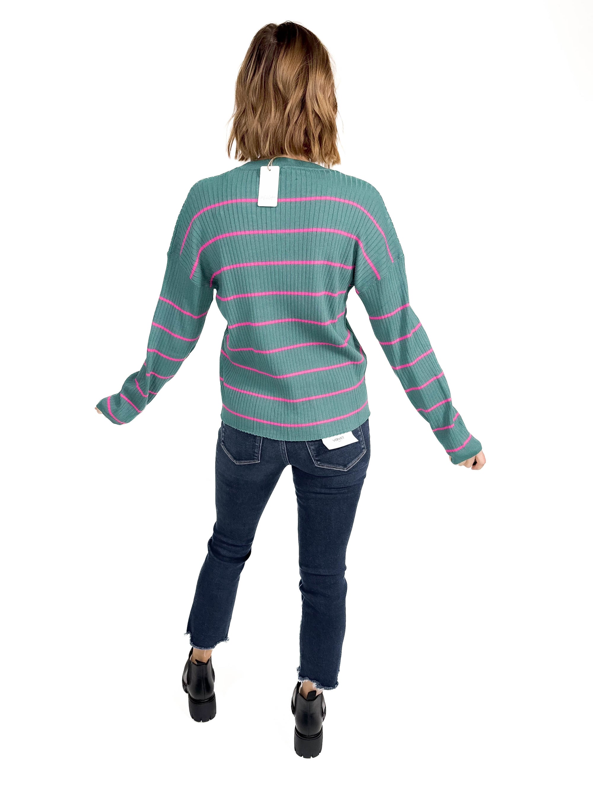 Baker Stripe Sweater- TEAL