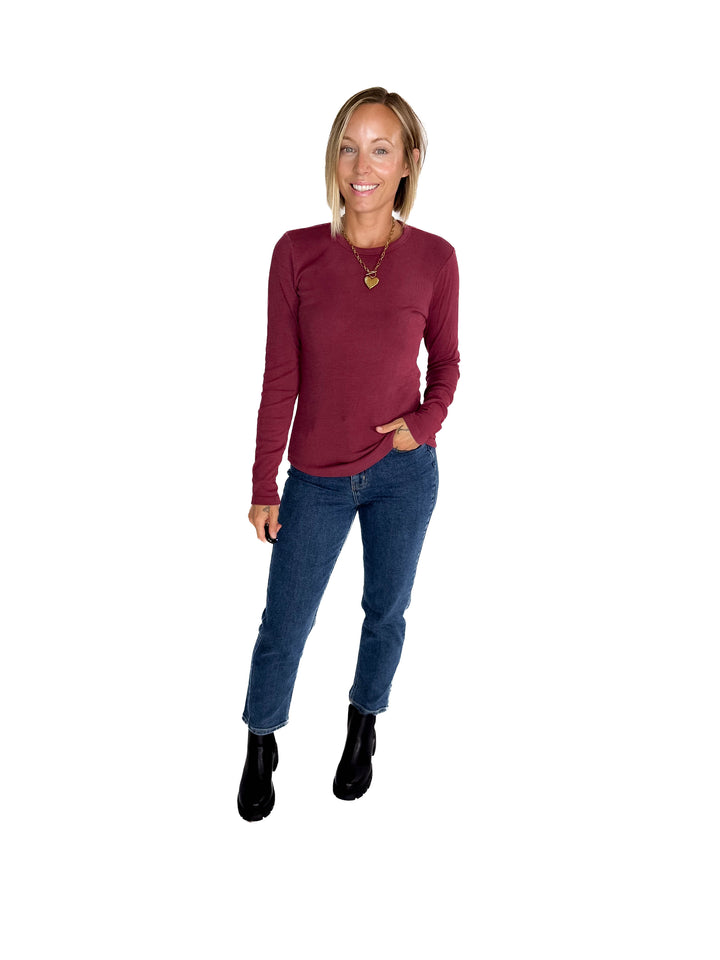 Elbus Knit Crewneck Long Sleeve- WINE