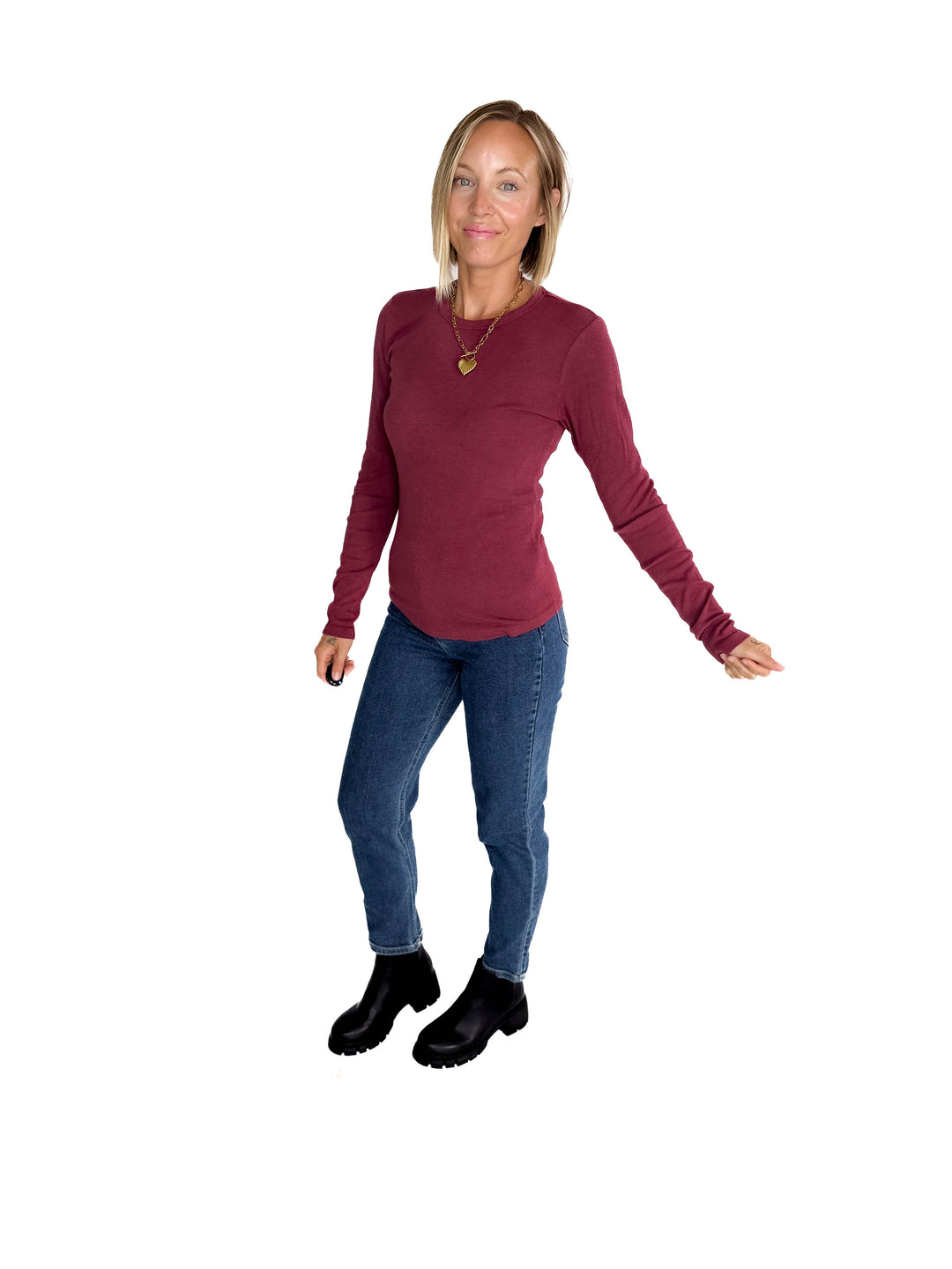 Elbus Knit Crewneck Long Sleeve- WINE