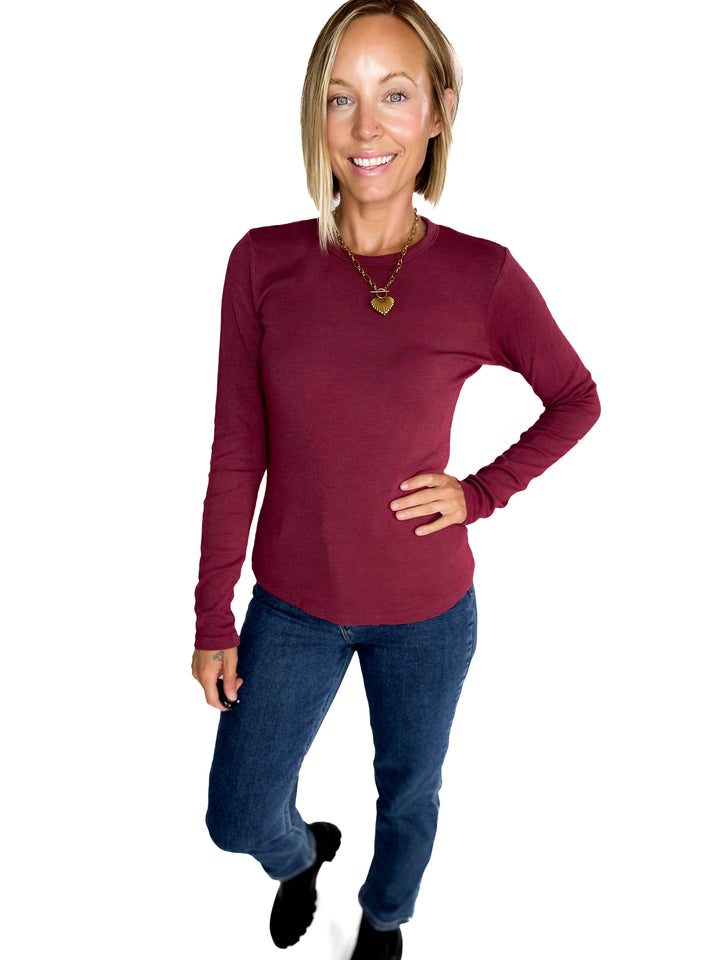 Elbus Knit Crewneck Long Sleeve- WINE