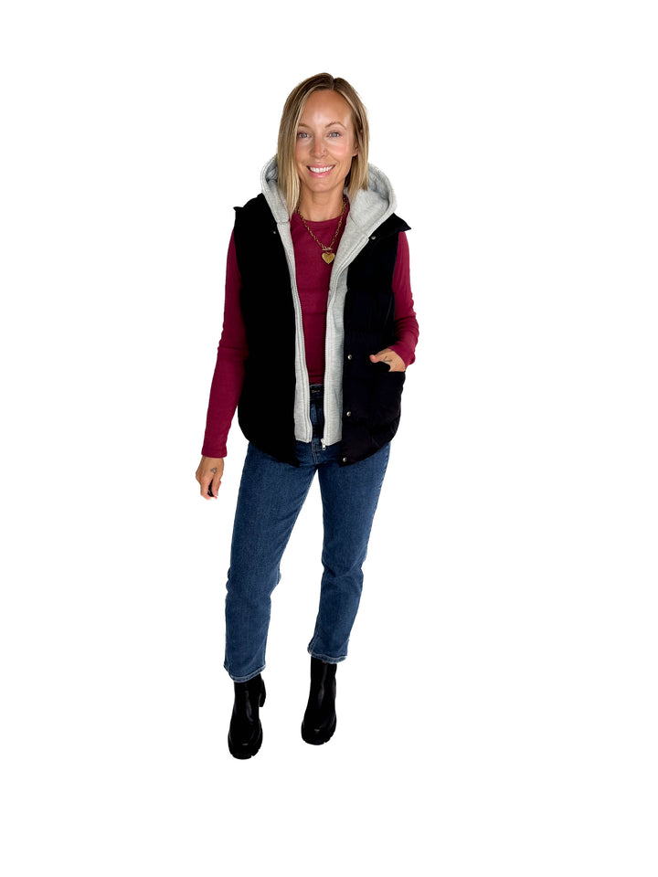Bradlee Hoodie Vest- BLACK
