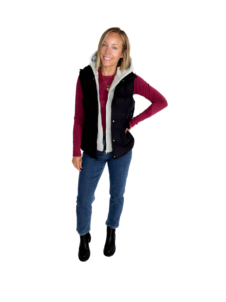 Bradlee Hoodie Vest- BLACK