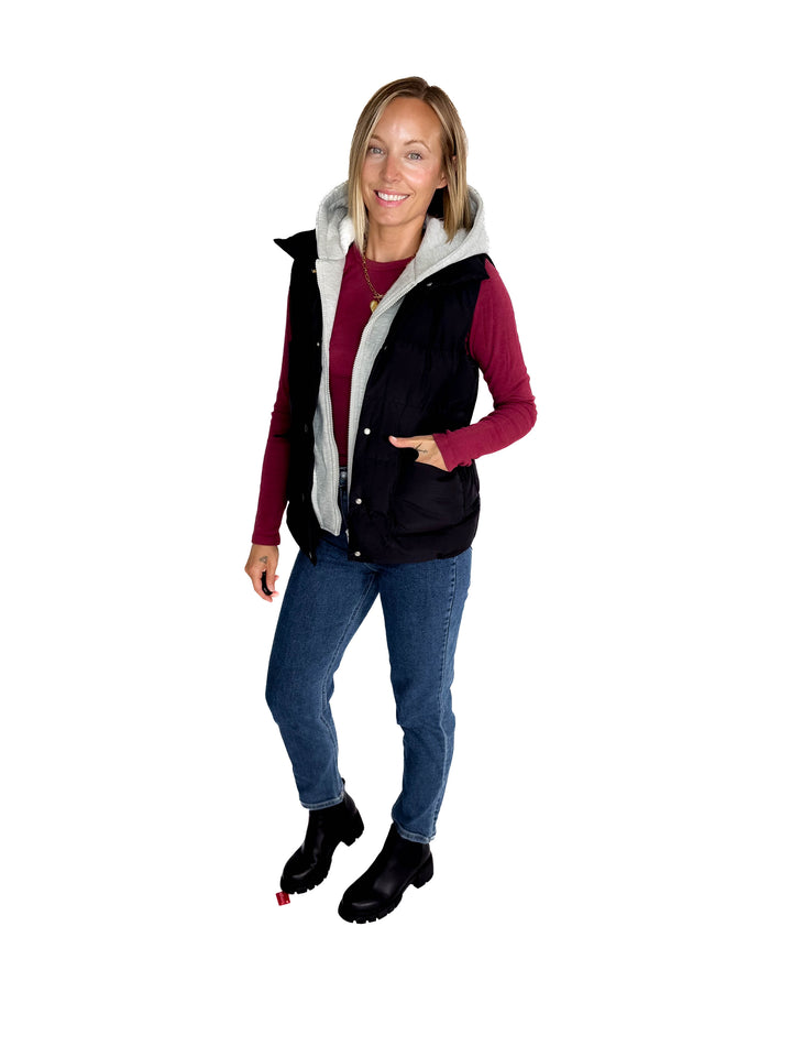 Bradlee Hoodie Vest- BLACK