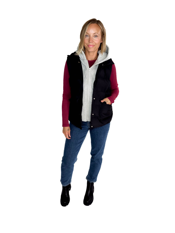 Bradlee Hoodie Vest- BLACK