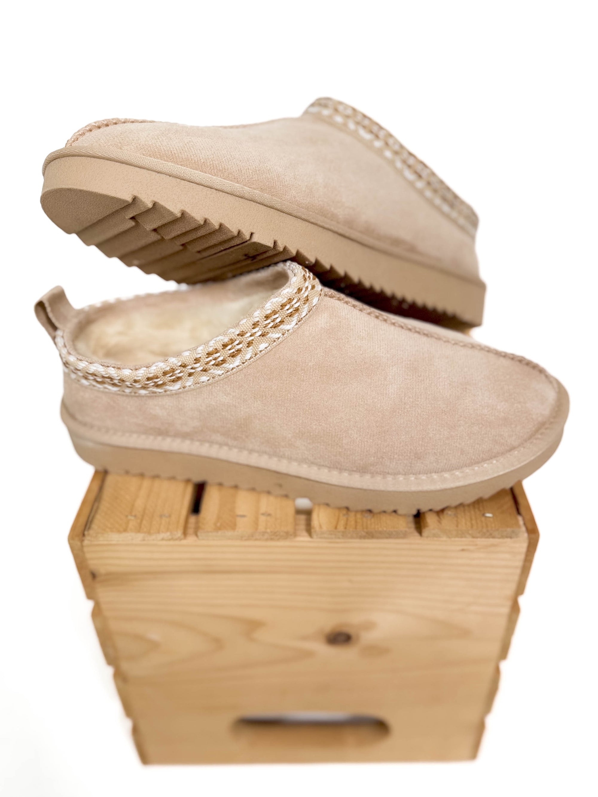 Home For The Weekend Faux Fur Slip On- OATMEAL