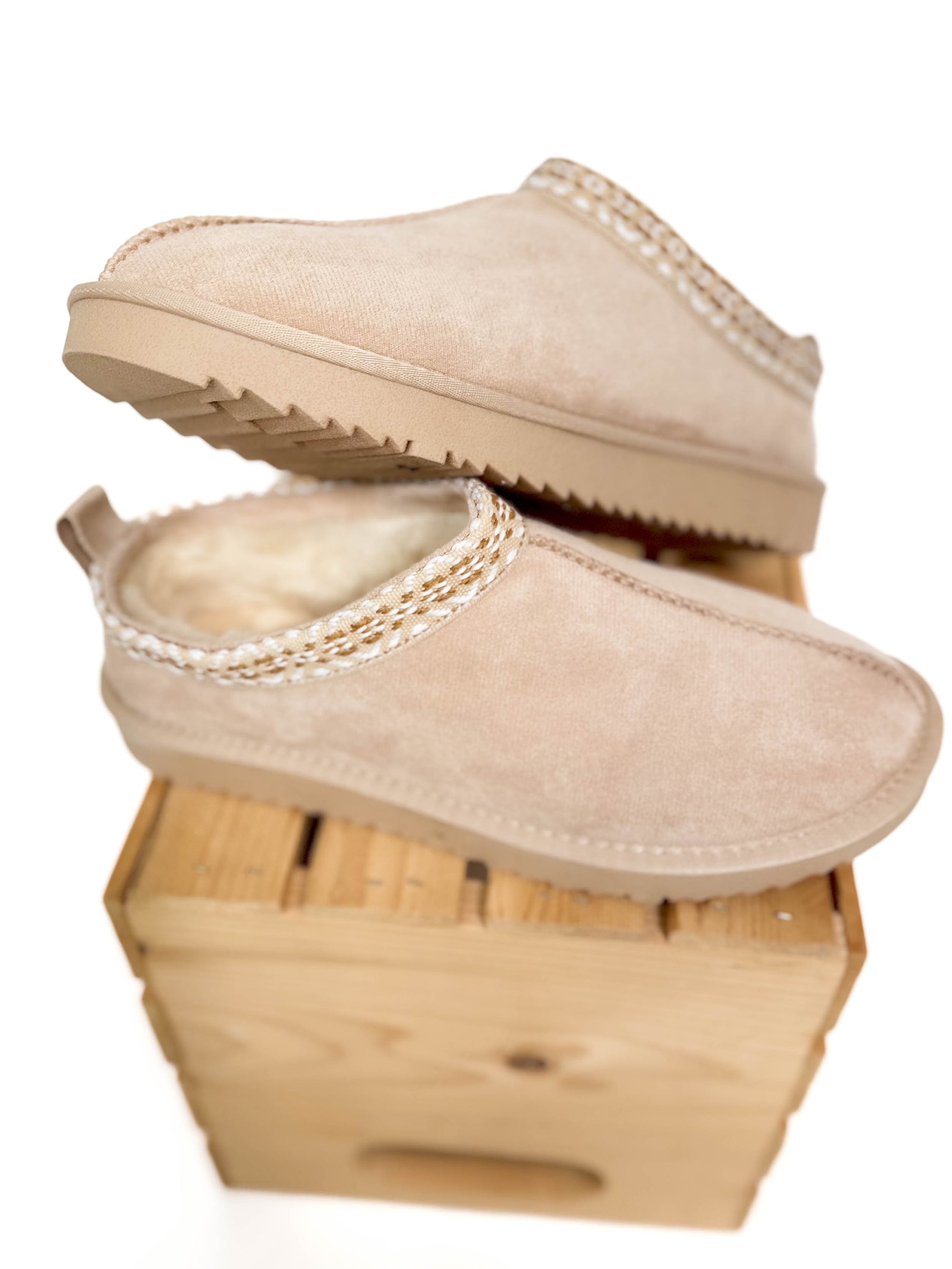 Home For The Weekend Faux Fur Slip On- OATMEAL