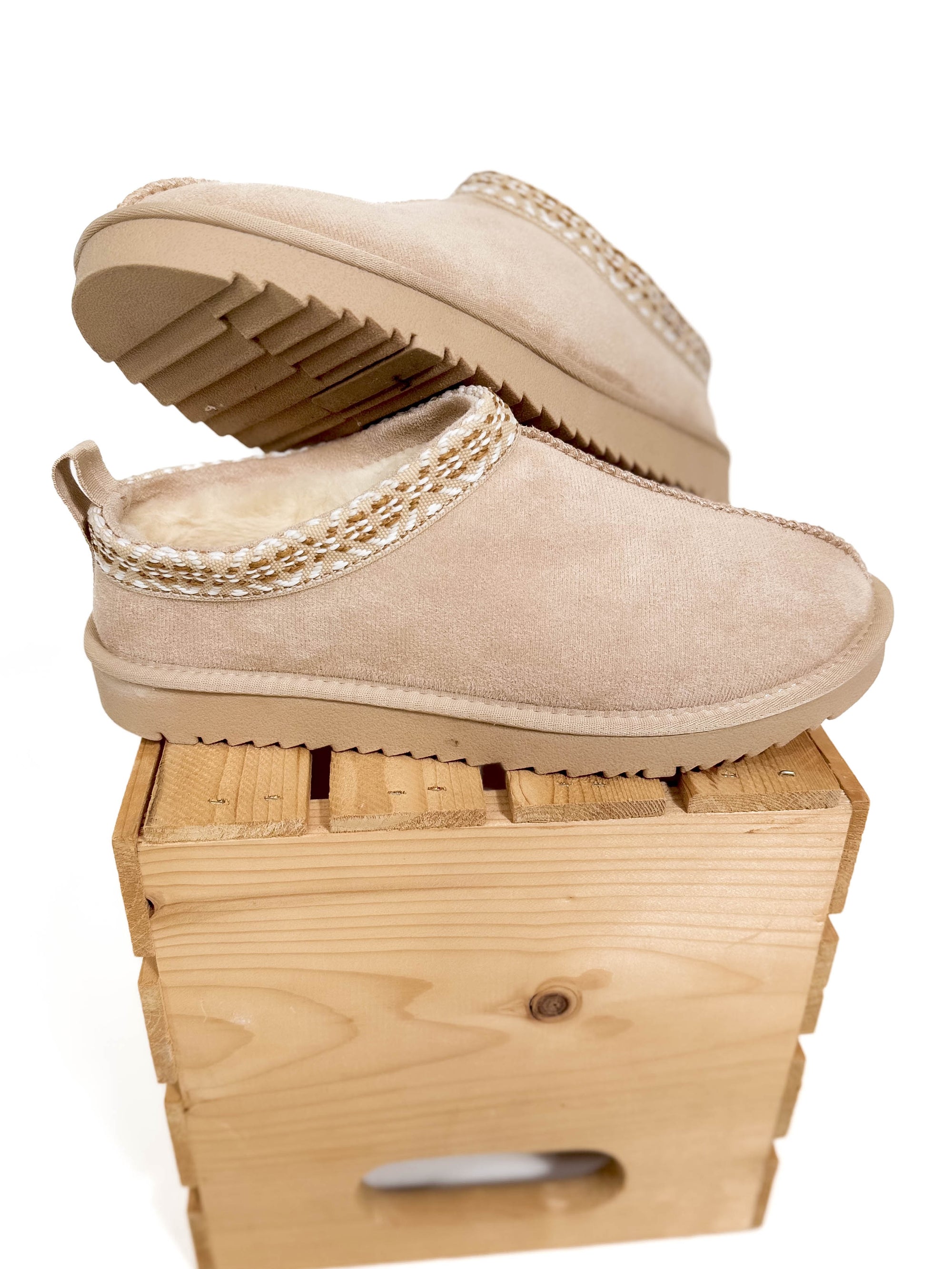 Home For The Weekend Faux Fur Slip On- OATMEAL