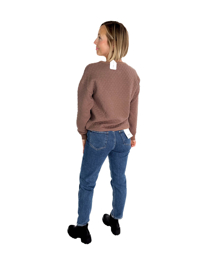 Bianco Quilted Pullover- COFFEE