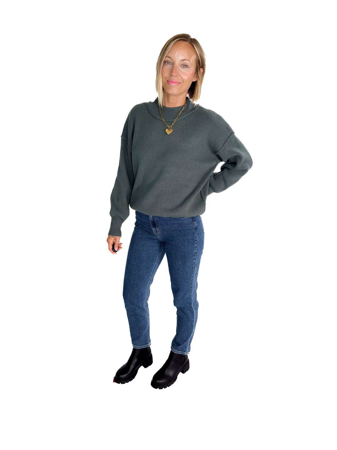 Saga Drop Shoulder Sweater- ASH JADE