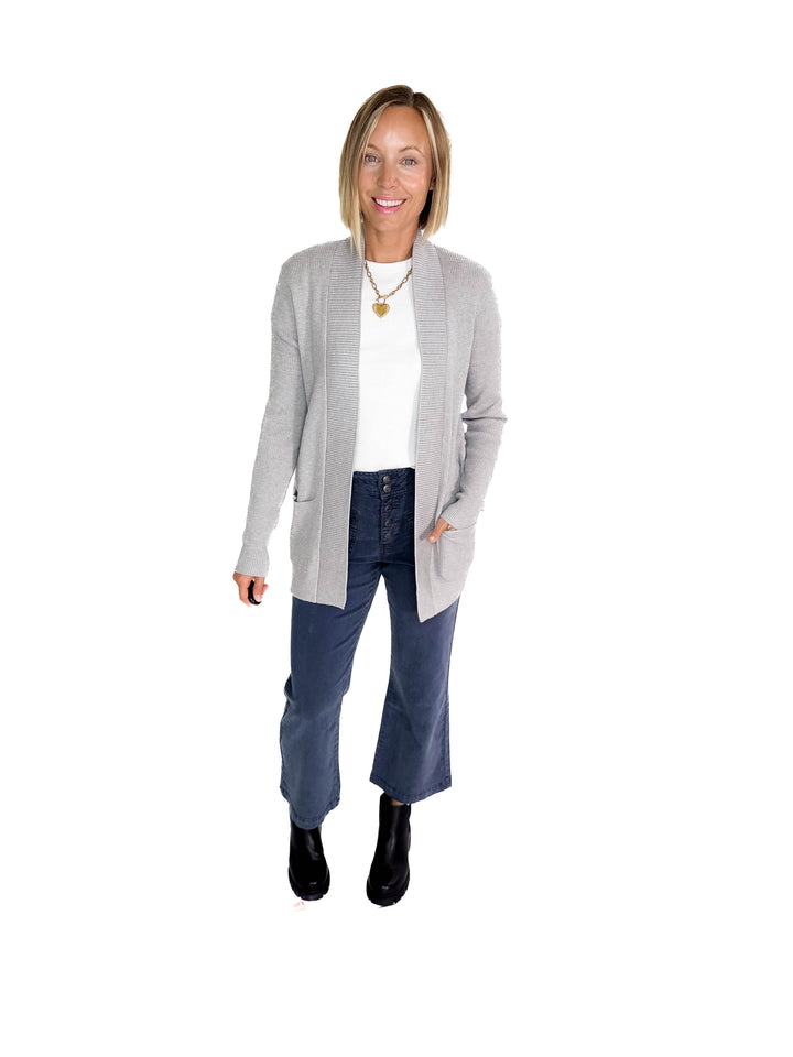 Otto Waffle Knit Cardigan- HTHR GREY