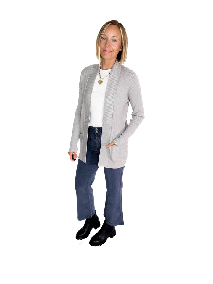 Otto Waffle Knit Cardigan- HTHR GREY