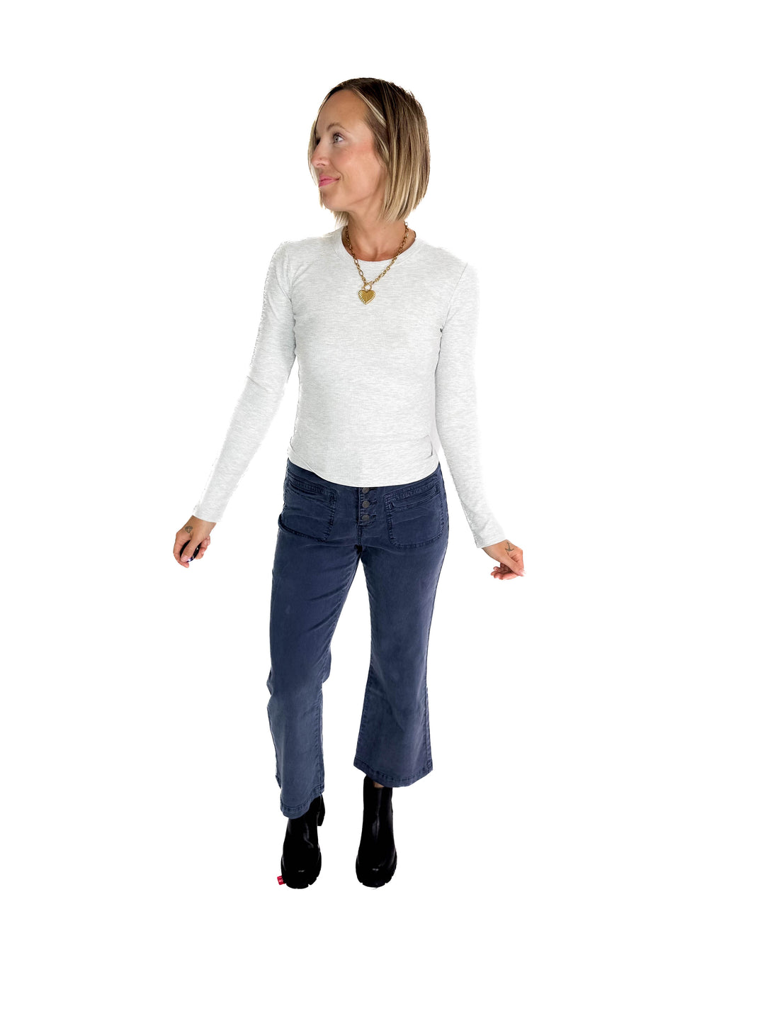 ONLY Easy Ribbed Long Sleeve- LIGHT GREY MELANGE