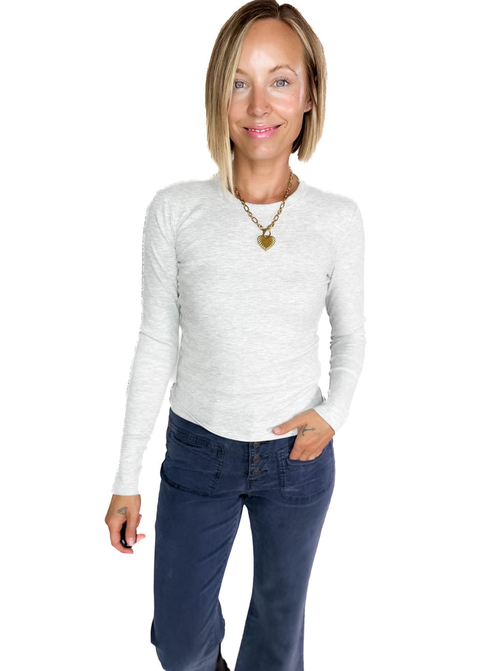 ONLY Easy Ribbed Long Sleeve- LIGHT GREY MELANGE