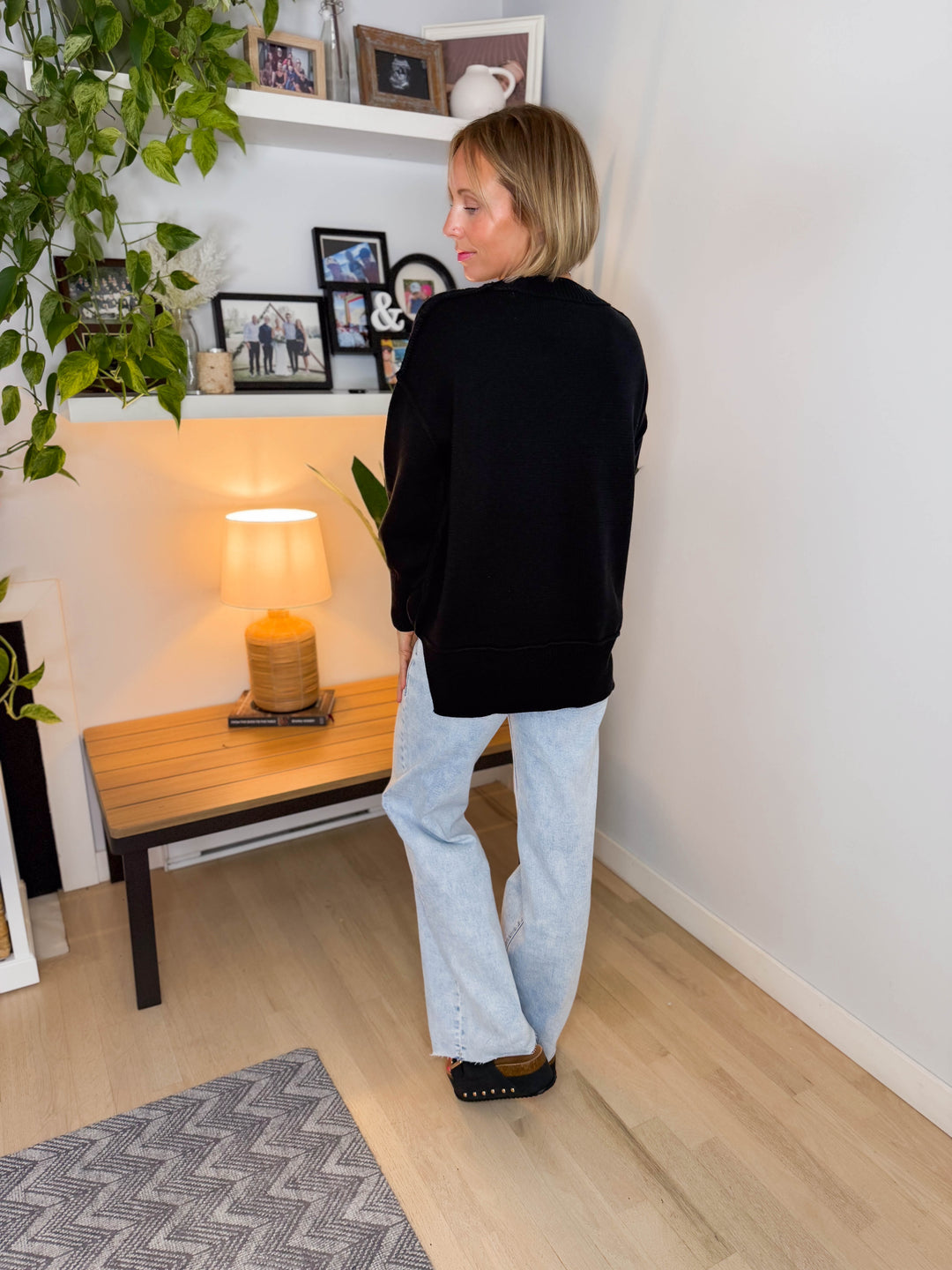 Katie Classic Crewneck Knit Sweater- BLACK