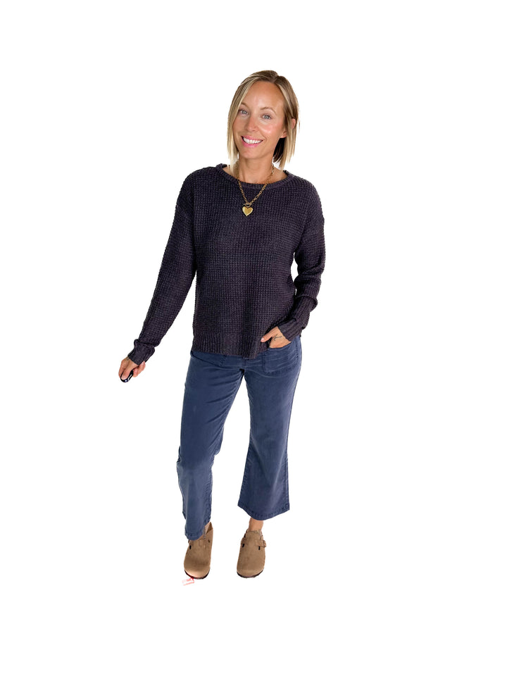 Monte Waffle Sweater- GUNMETAL