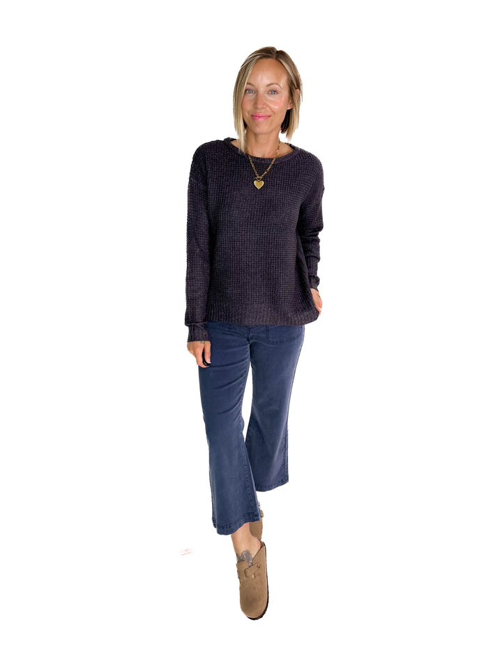 Monte Waffle Sweater- GUNMETAL