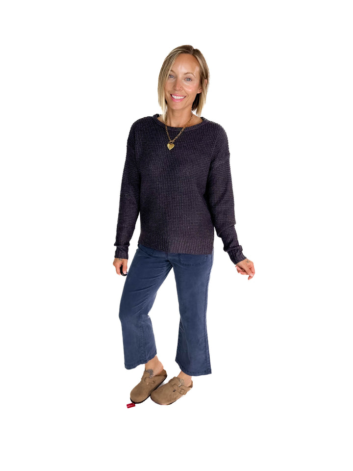 Monte Waffle Sweater- GUNMETAL
