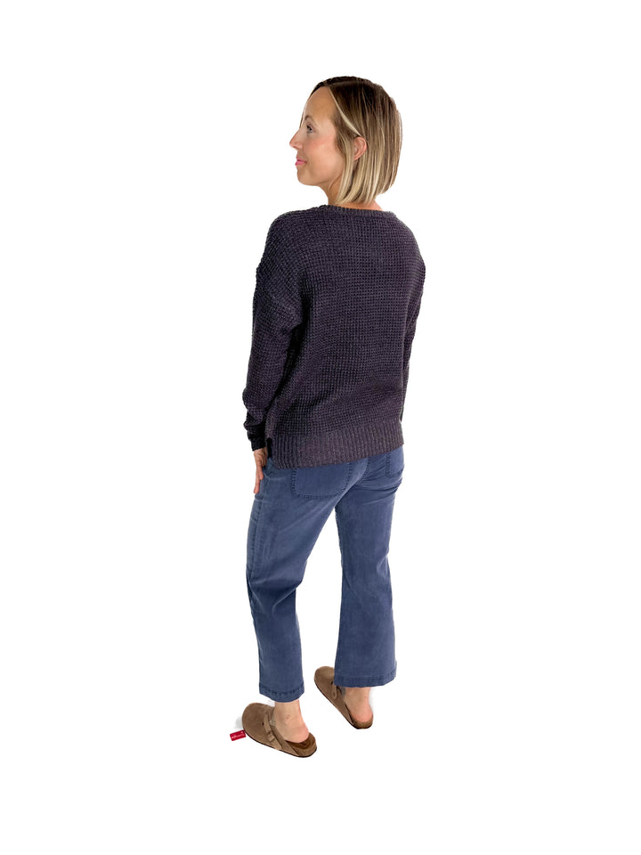 Monte Waffle Sweater- GUNMETAL