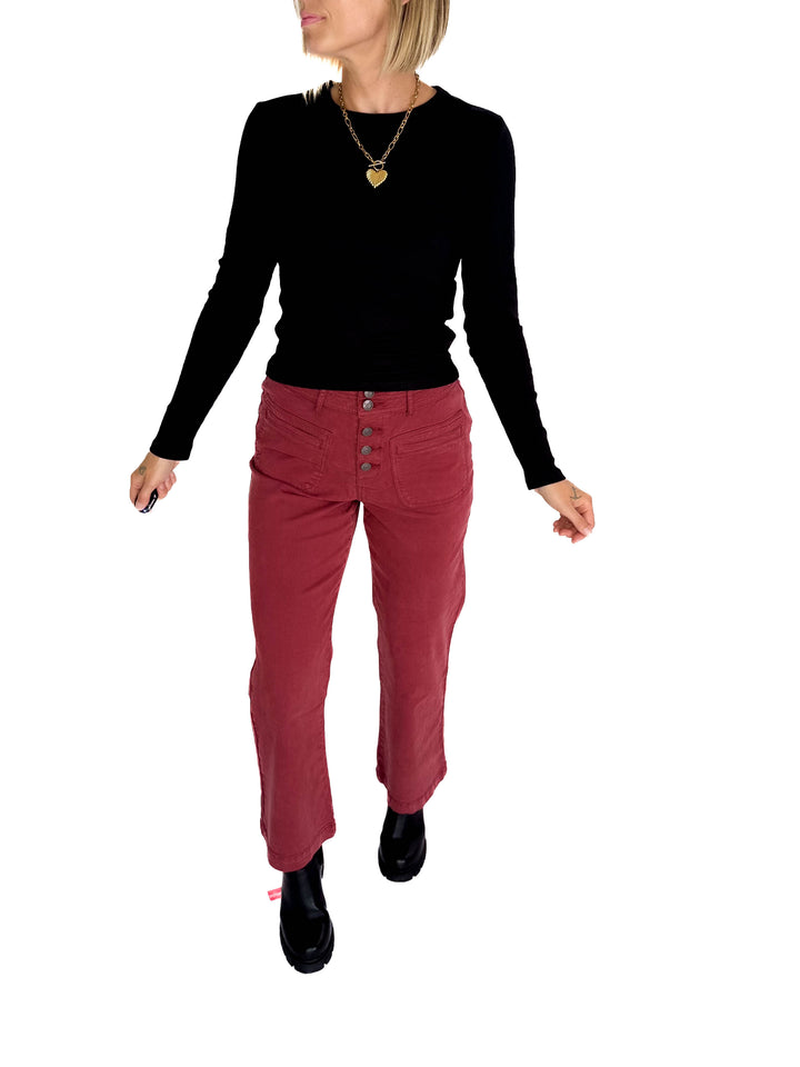 THREAD & SUPPLY Dana Pant- BURGUNDY