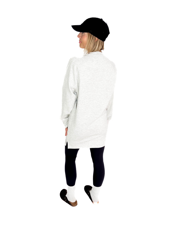 RD STYLE Alphie Scuba Crewneck Sweatshirt Dress- LIGHT GREY