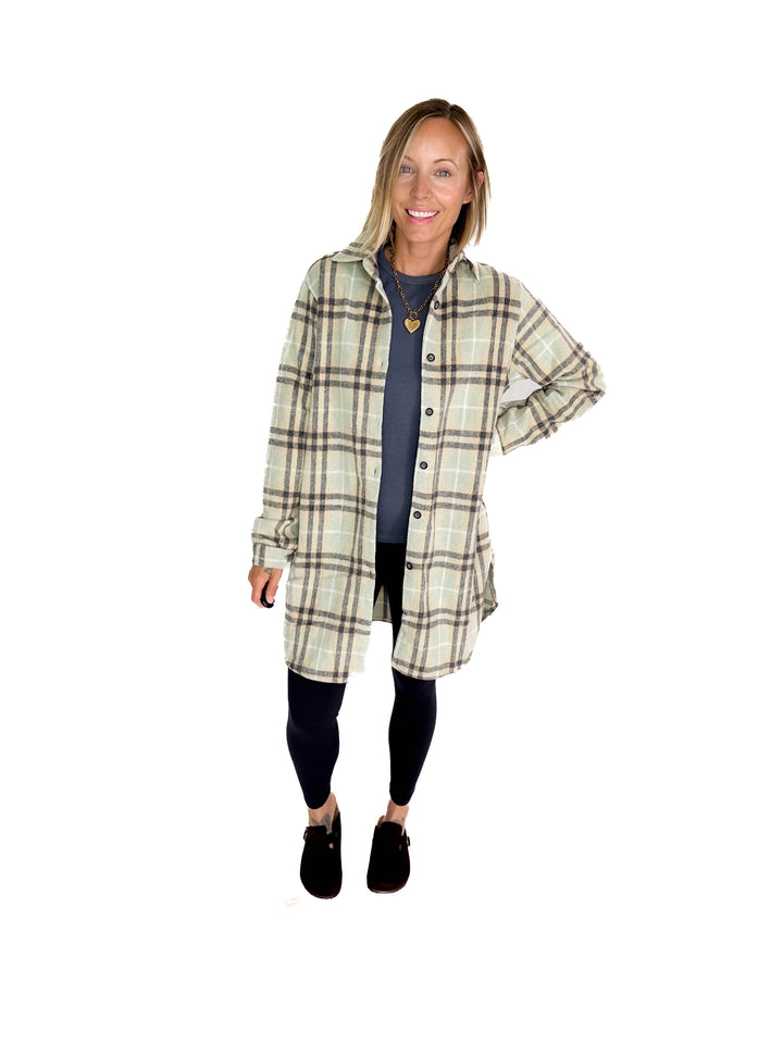 Renfrew Plaid Shacket- GREY SAGE