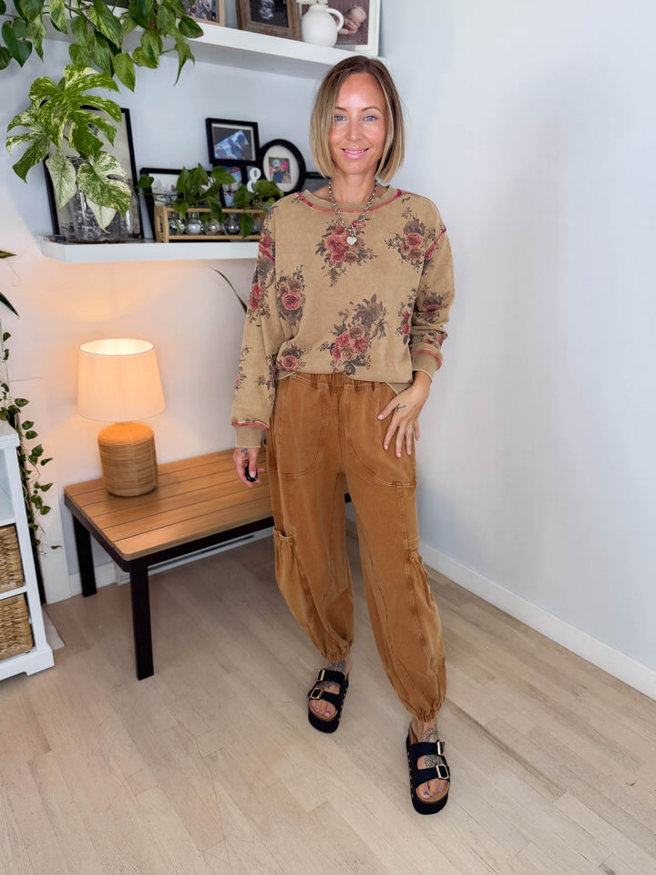 Nutmeg Floral Pullover- TOAST