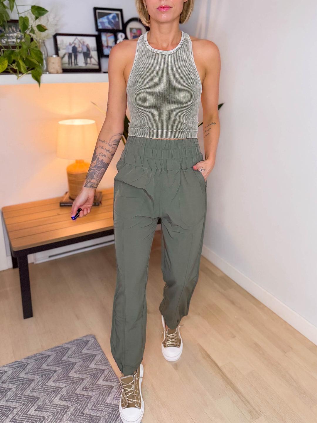 Nadia High Waist Jogger- ARMY