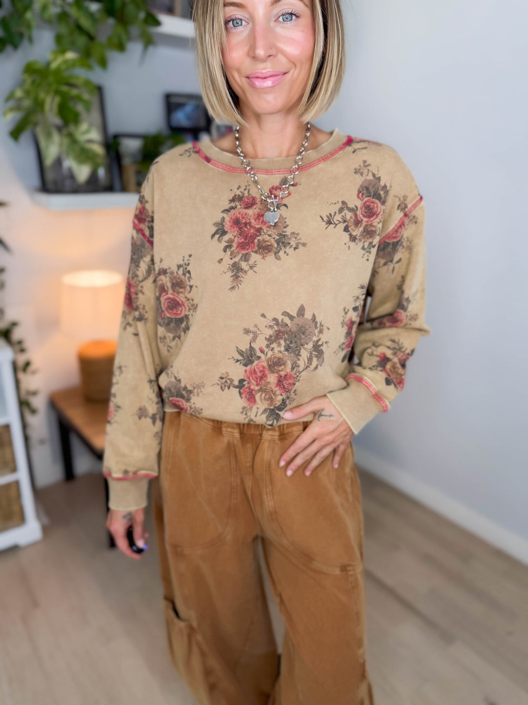 Nutmeg Floral Pullover- TOAST