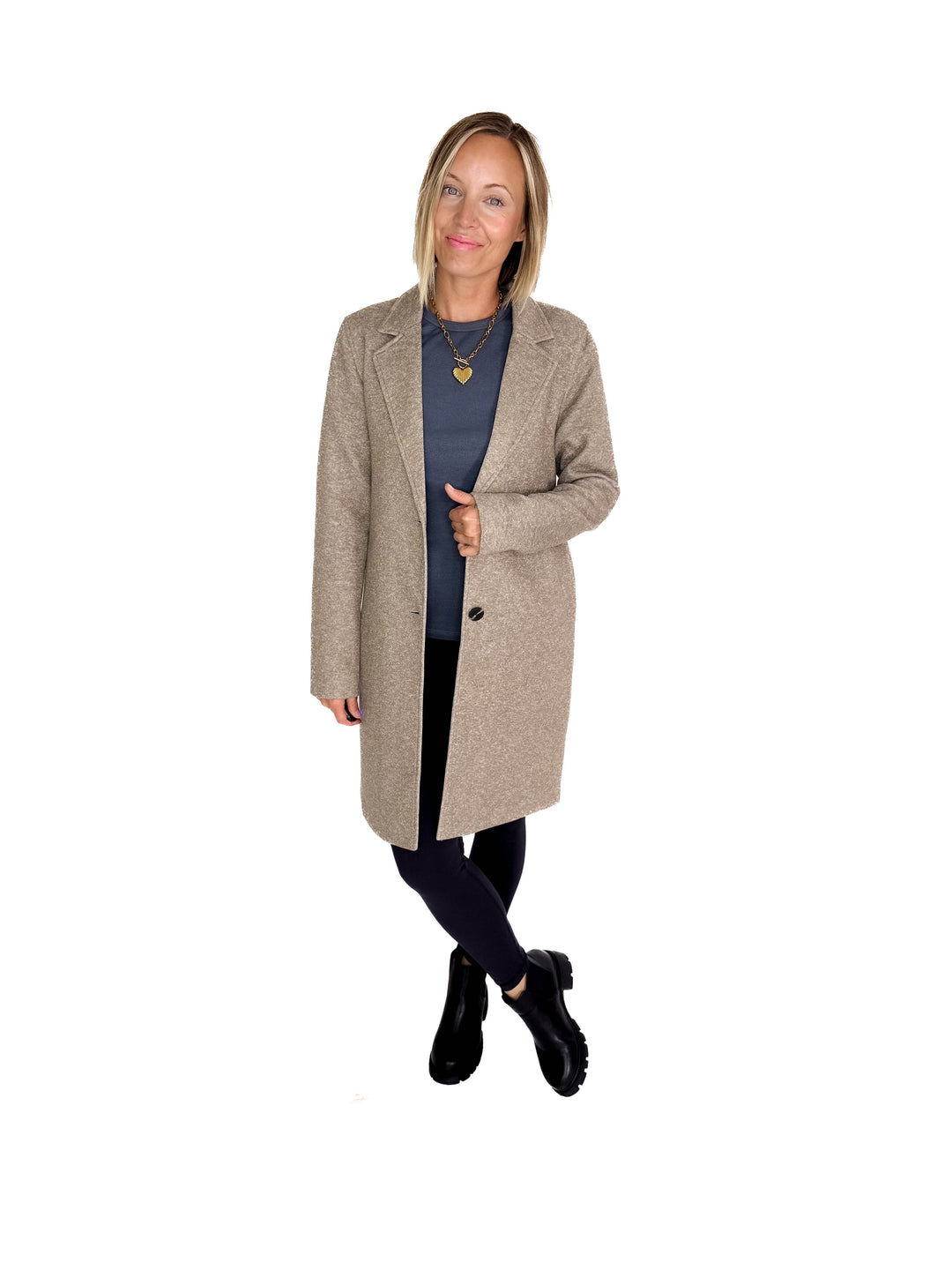 ONLY Carrie Long Coat- WALNUT MELANGE