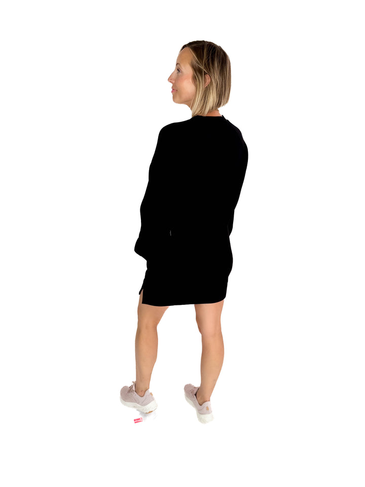 RD STYLE Alphie Scuba Crewneck Sweatshirt Dress- BLACK