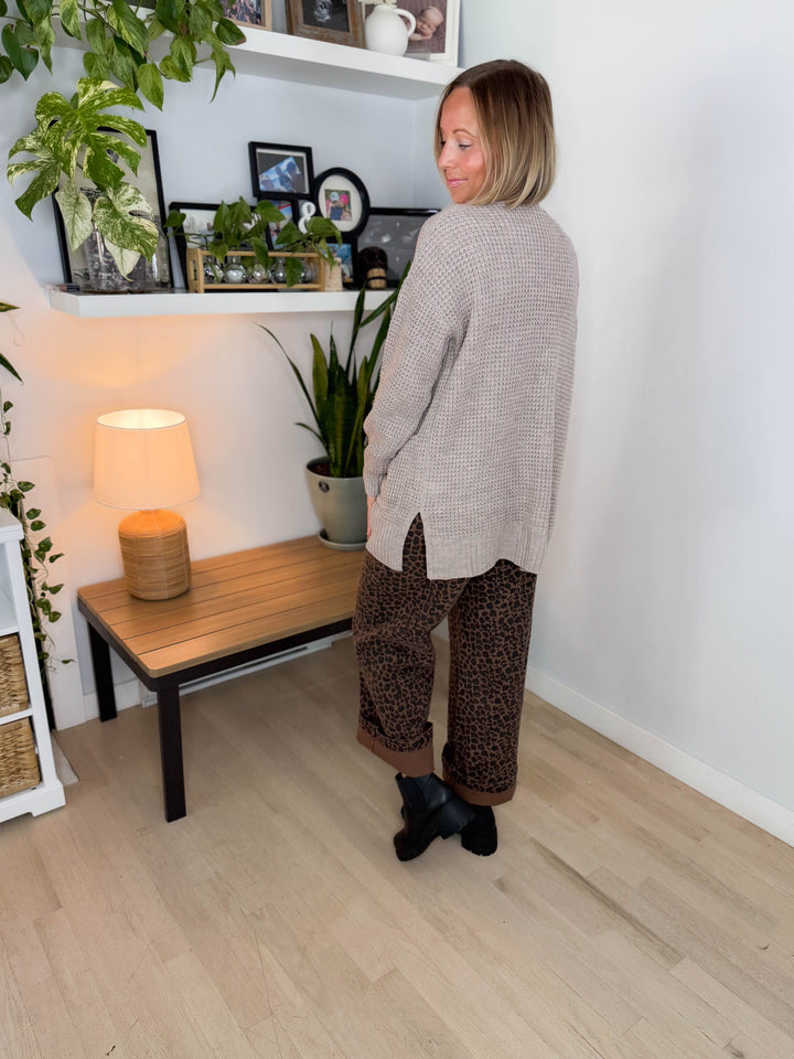 Marley Waffle Cardigan- HEATHER MOCHA