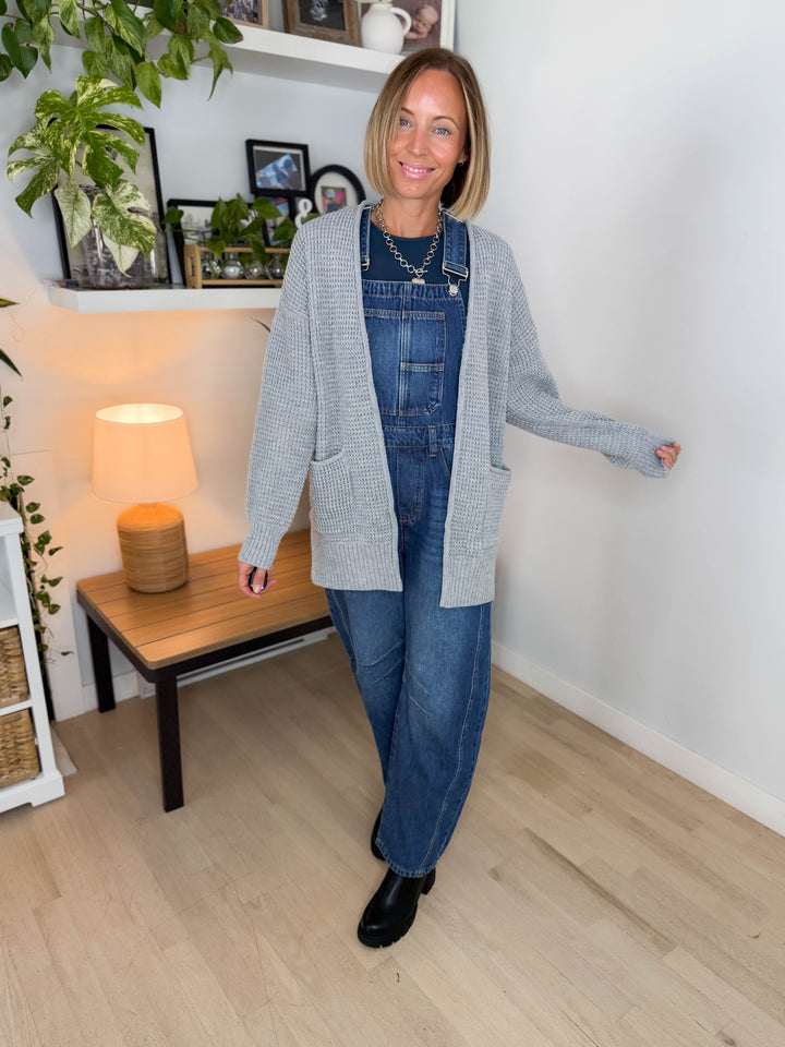 Marley Waffle Cardigan- HEATHER GREY