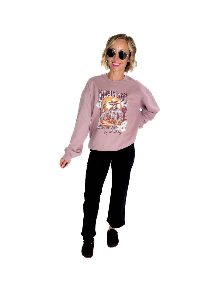 Chasin' You Graphic Crewneck- VINTAGE MAUVE