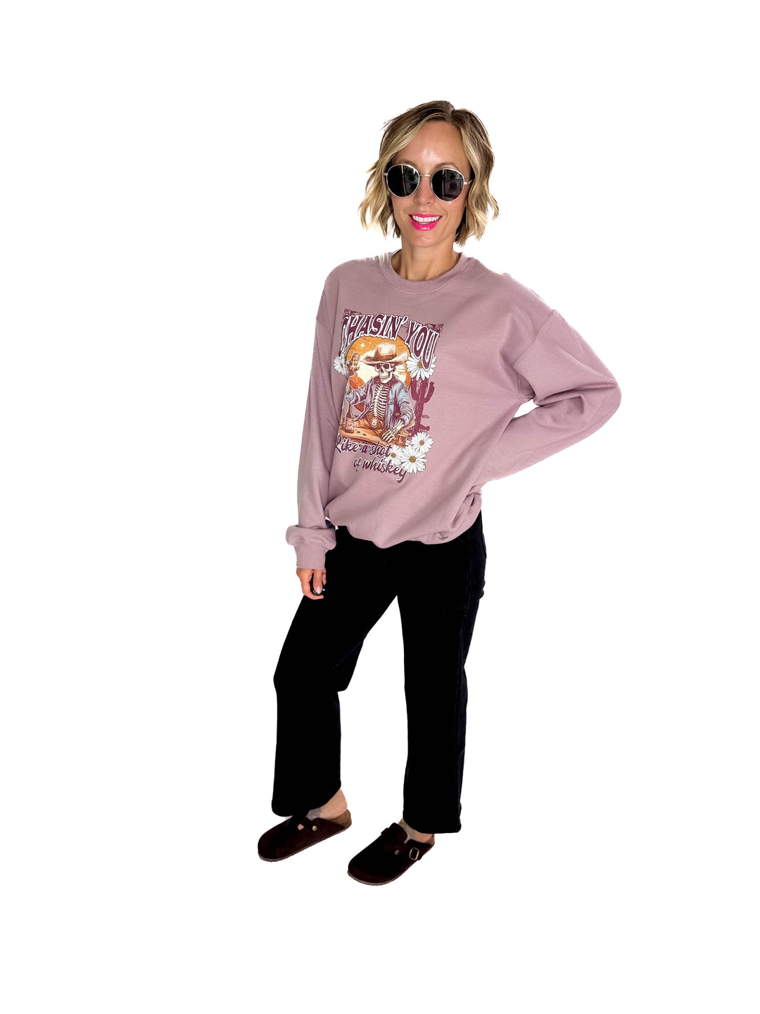 Chasin' You Graphic Crewneck- VINTAGE MAUVE