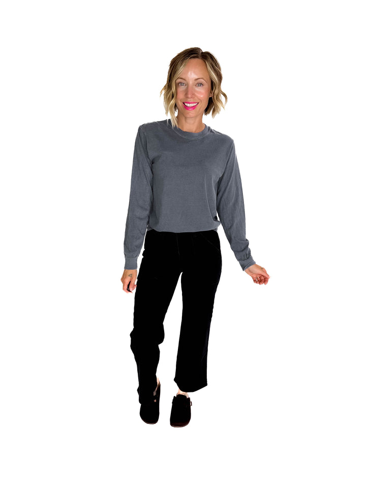 T+G Classic Washed Cotton Long Sleeve- GRAPHITE
