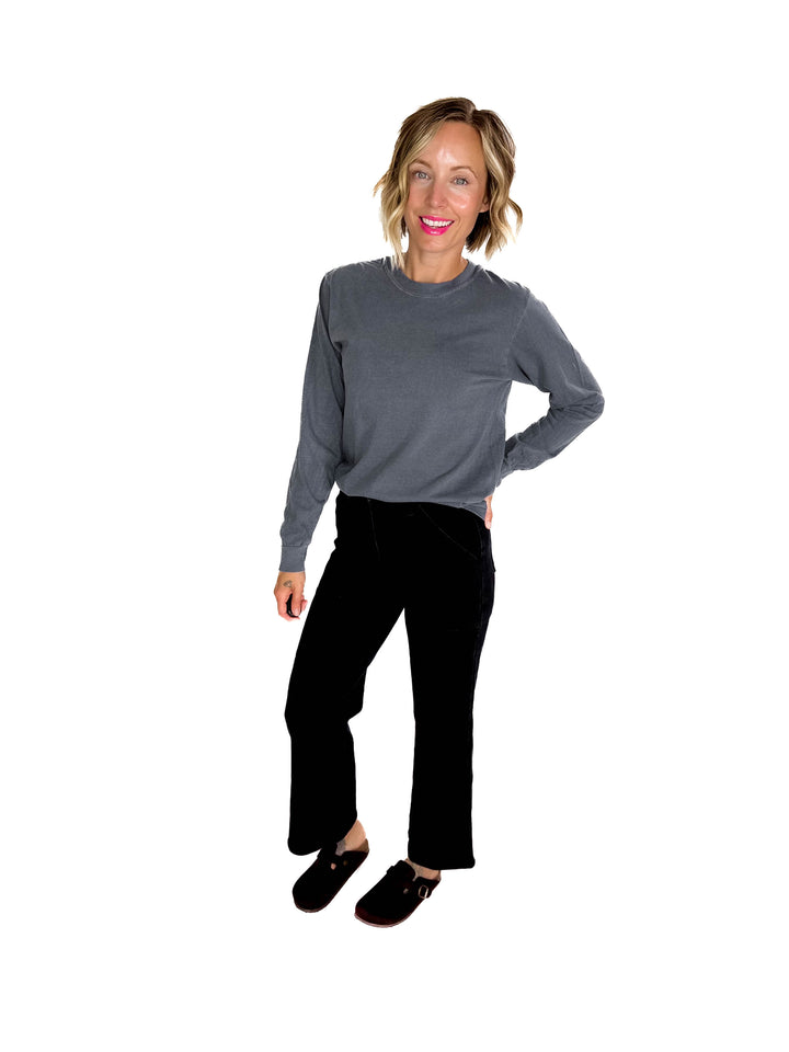 T+G Classic Washed Cotton Long Sleeve- GRAPHITE