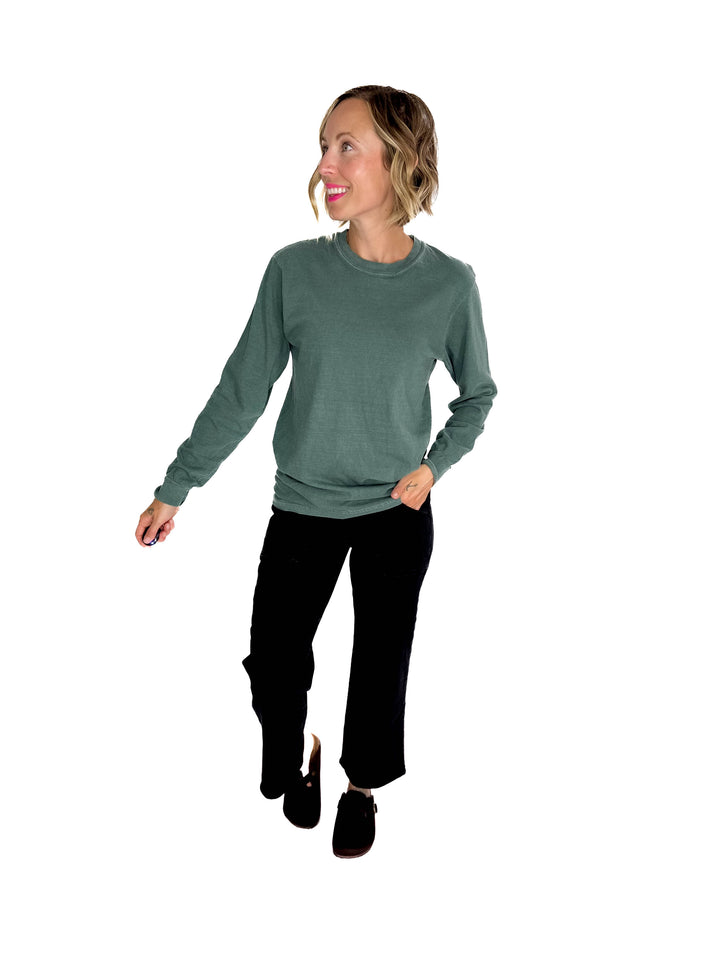 T+G Classic Washed Cotton Long Sleeve- SPRUCE