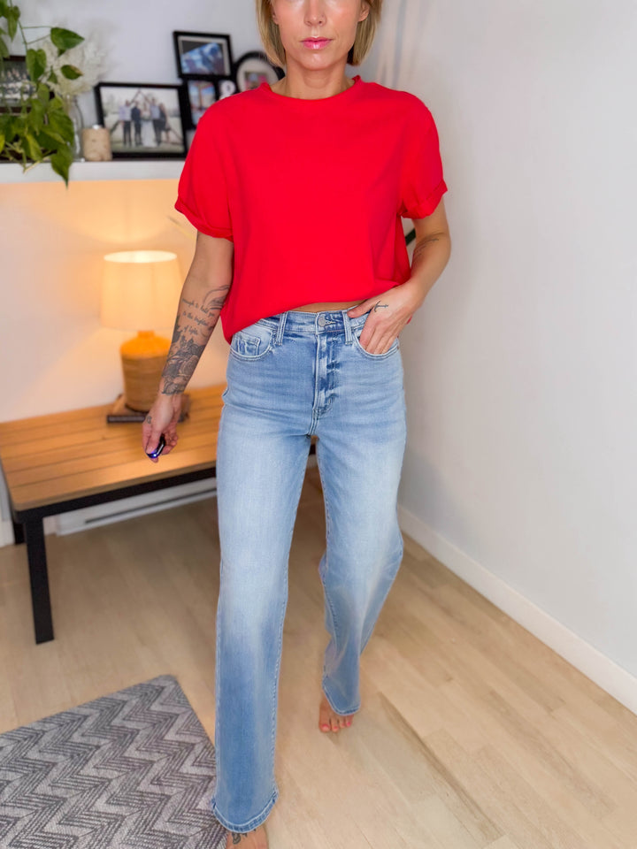 Cello Freya Super High Rise Dad Jean- LIGHT WASH