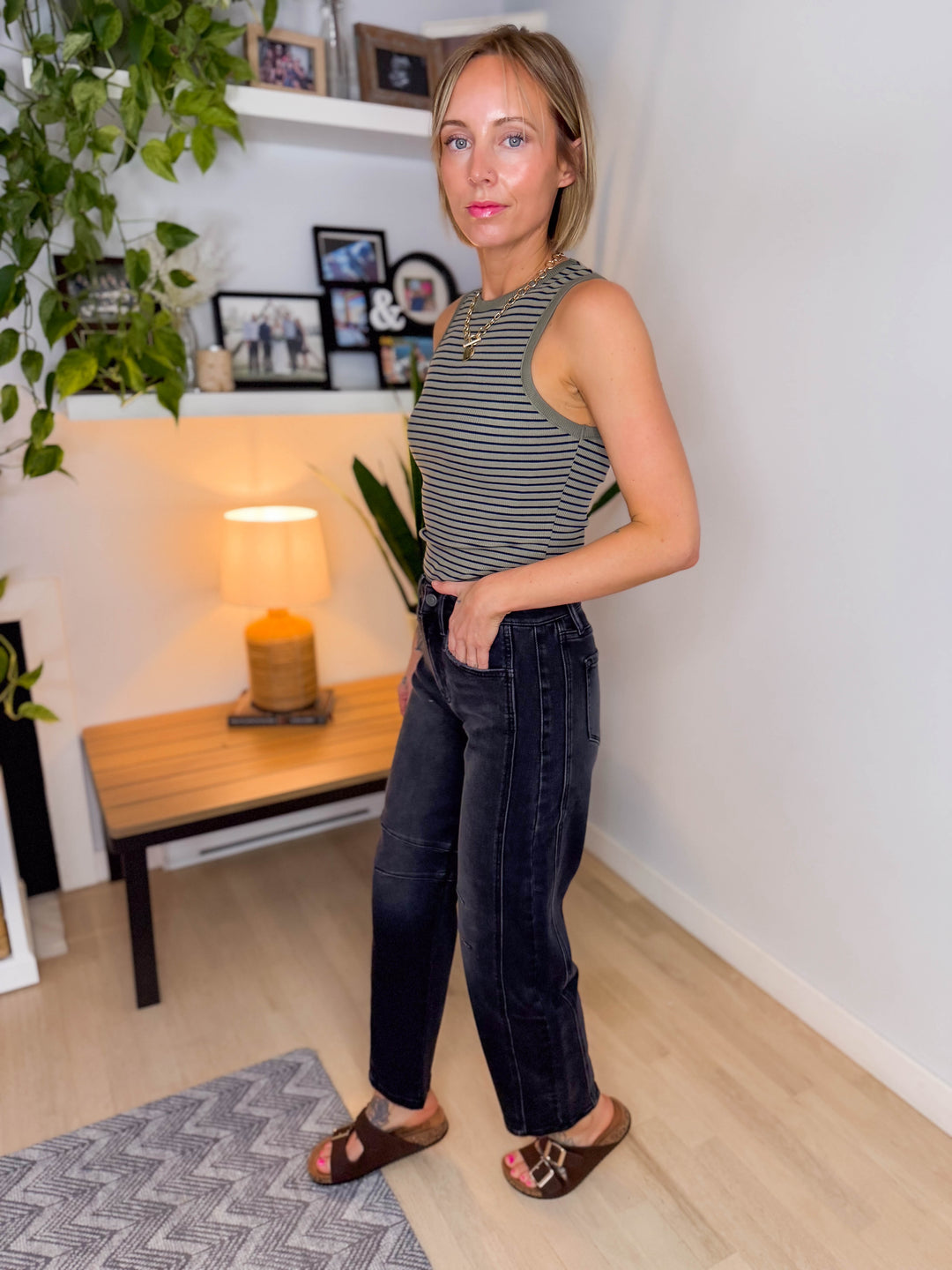 Flying Monkey Pamela High Rise Barrel Jean- WASHED BLACK