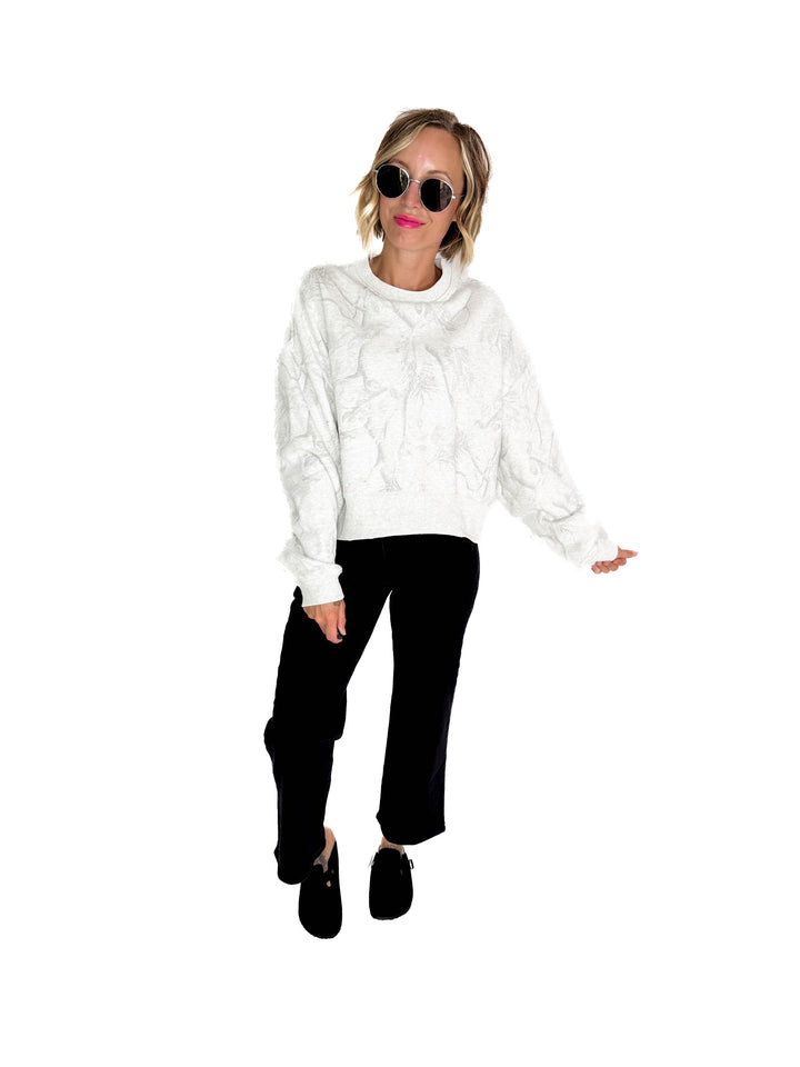 Chad Camouflage Dropped Shoulder Sweater- GREY