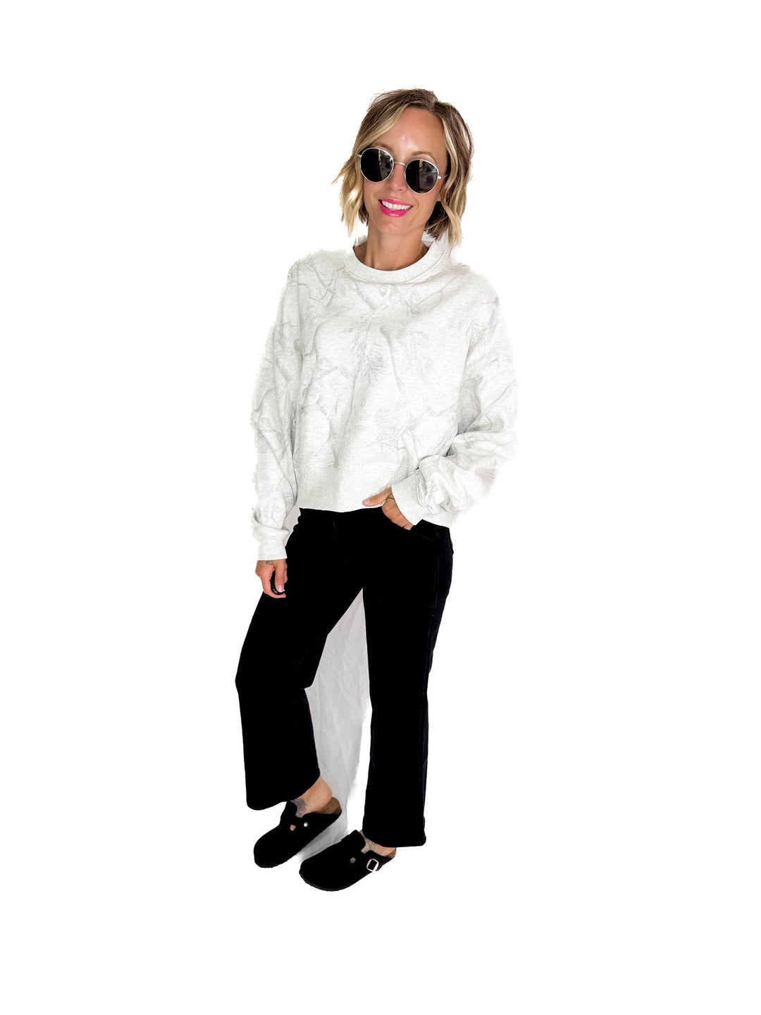 Chad Camouflage Dropped Shoulder Sweater- GREY