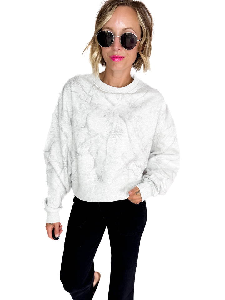 Chad Camouflage Dropped Shoulder Sweater- GREY