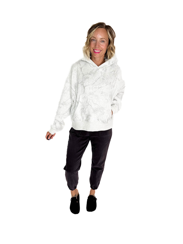 Owen Camouflage Loose Fit Front Pocket Hoodie- GREY