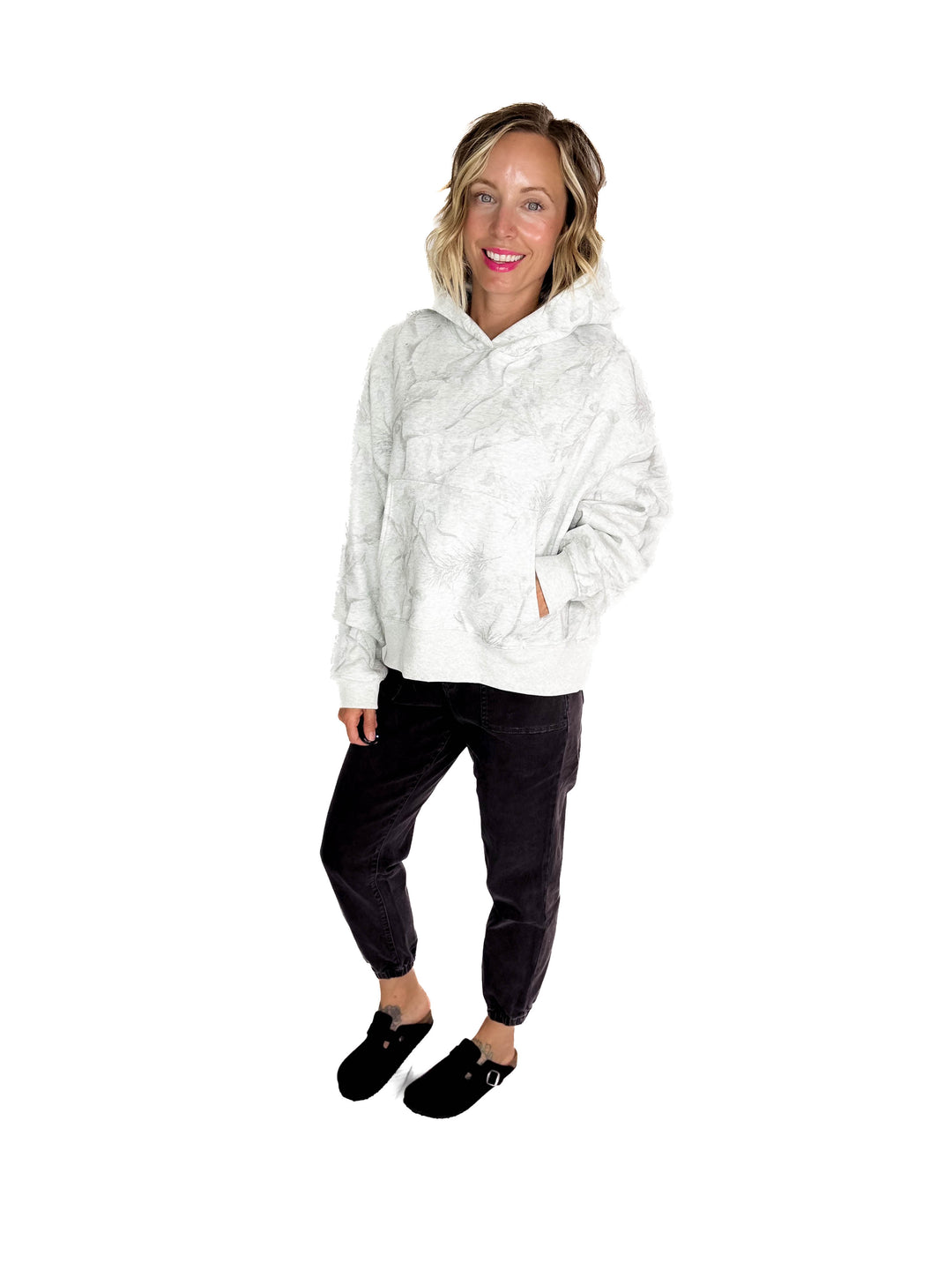 Owen Camouflage Loose Fit Front Pocket Hoodie- GREY