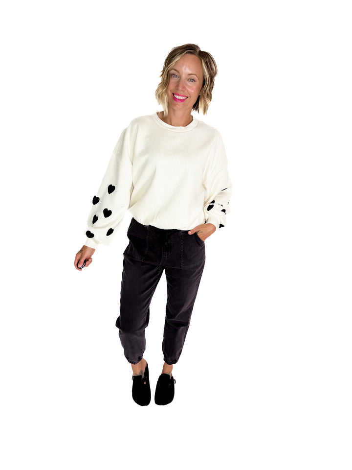 ONLY Macy Hearts Sweatshirt- CLOUD DANCER